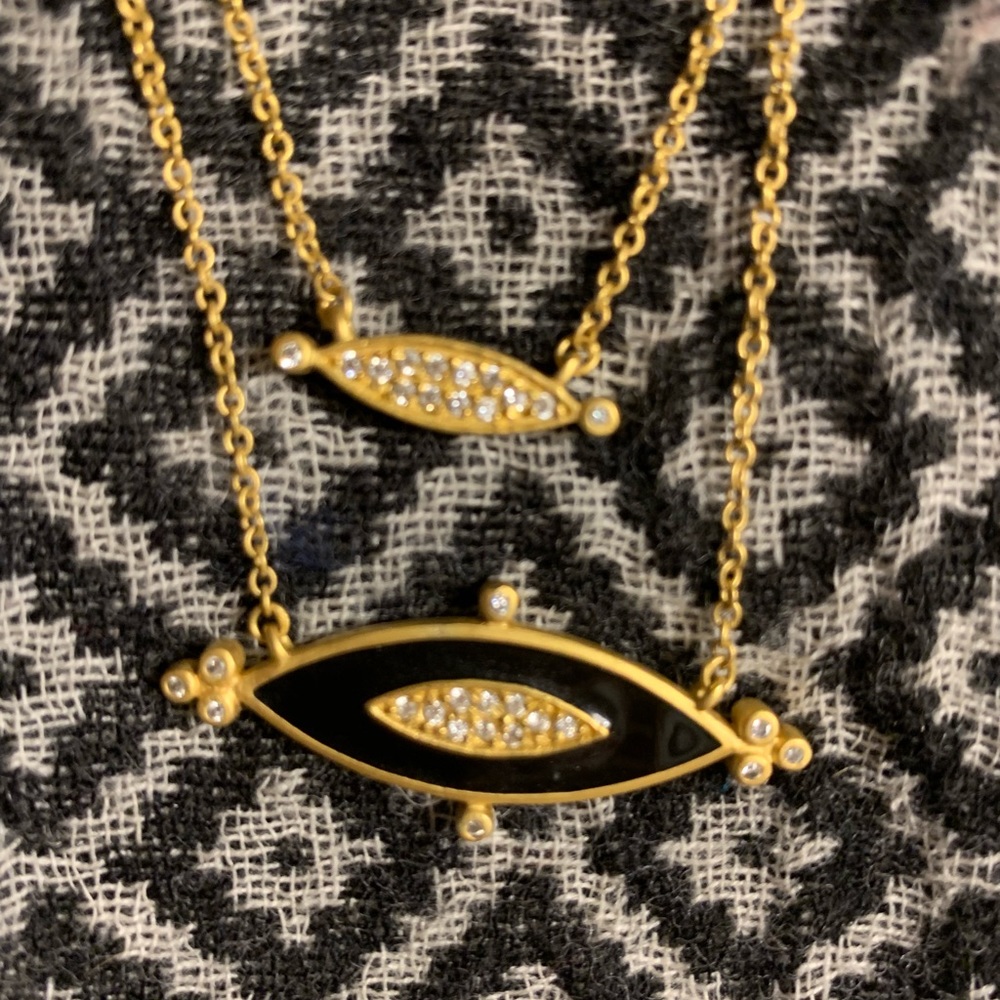 Freida Rothman Marquise Double Layer Necklace.